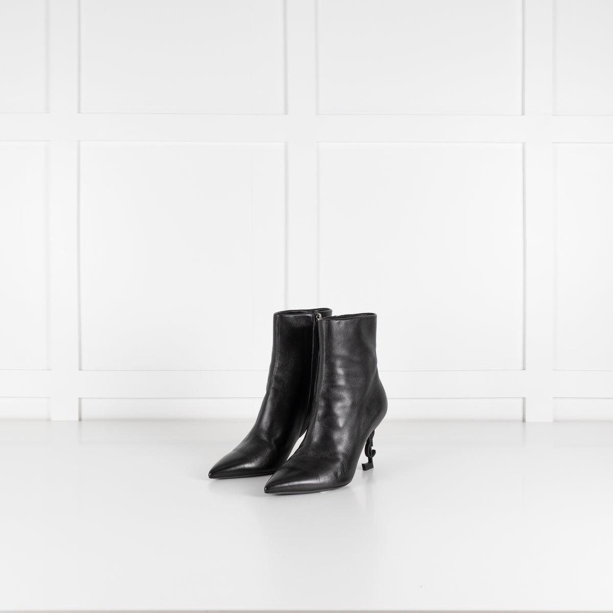 Saint Laurent Black Opyum Ankle Boots With Sculpted Heel