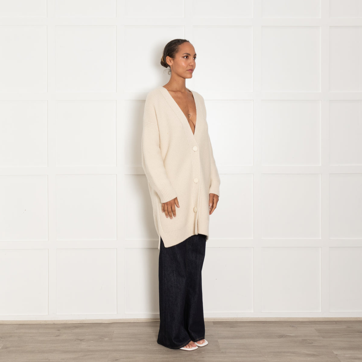 Hermes Cream Cashmere Long Cardigan
