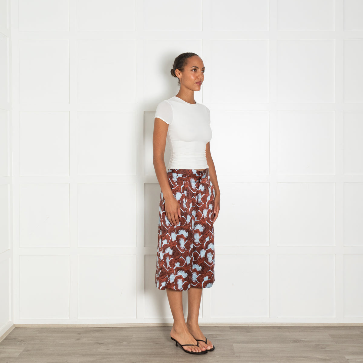 Equipment Brown Blue Silk Long Shorts