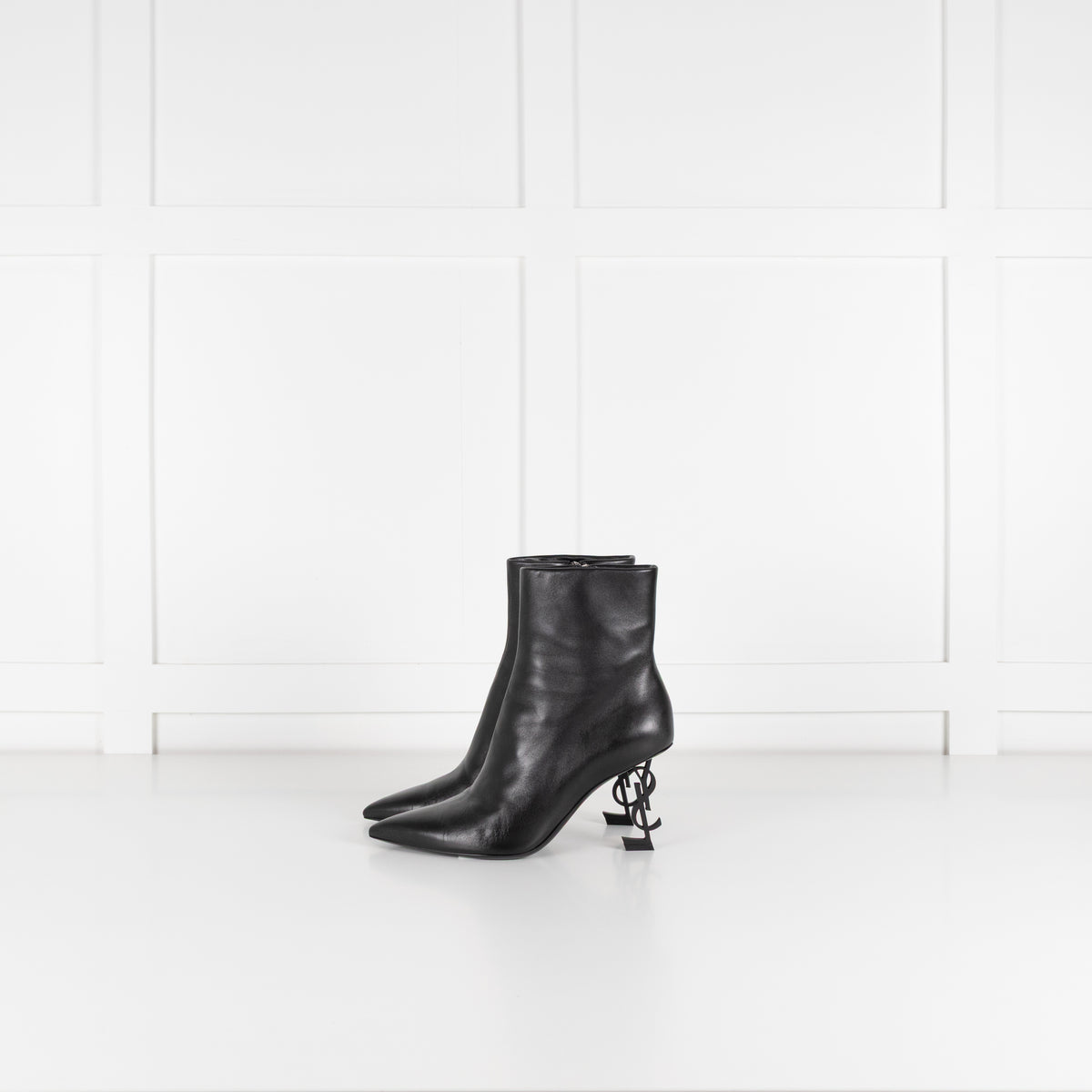 Saint Laurent Black Opyum Ankle Boots With Sculpted Heel
