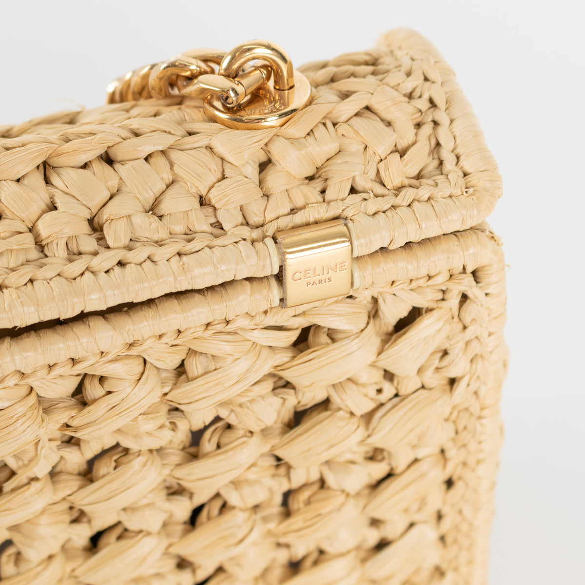 Celine Triomphe Raffia Chain Strap Bag