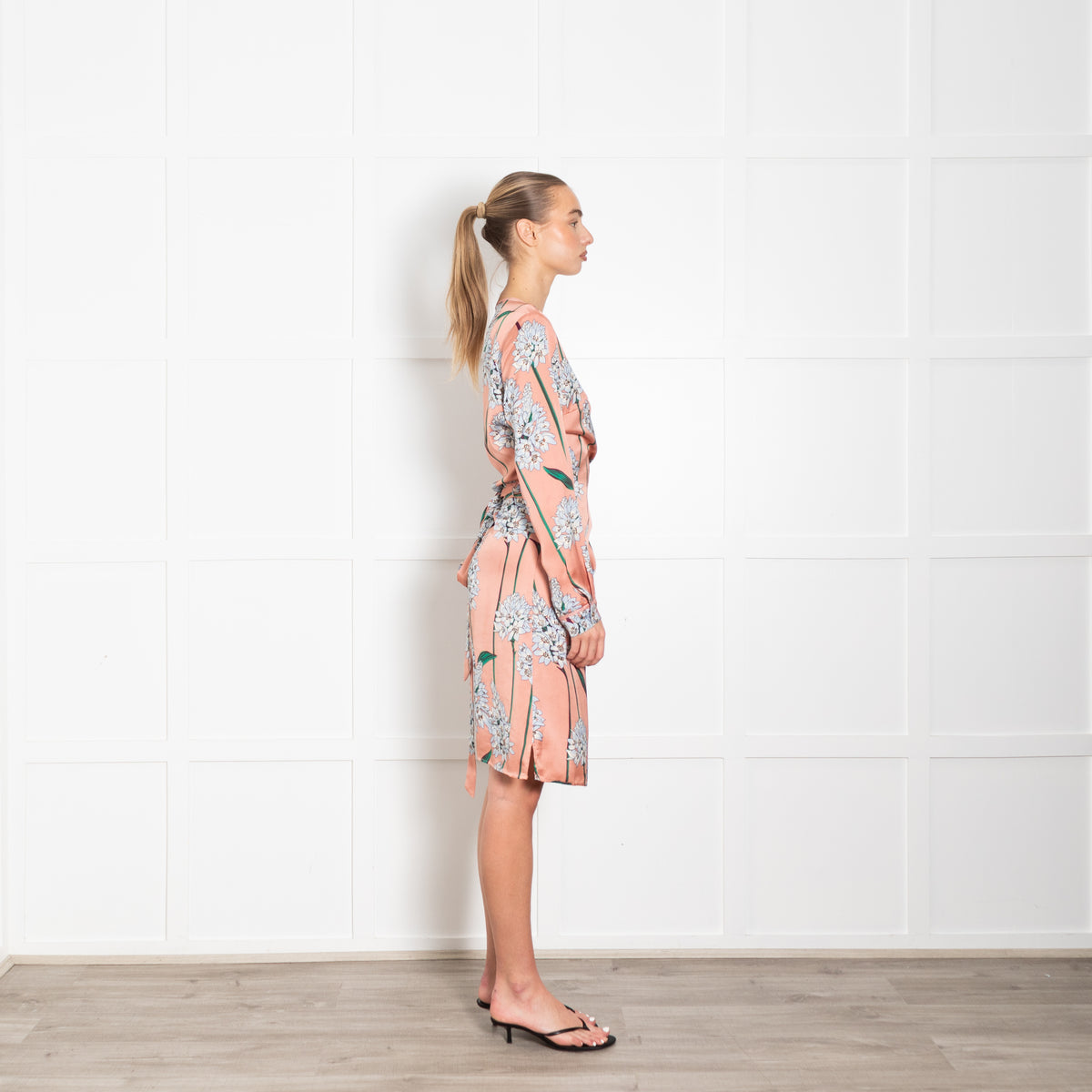 Sophie Schnoor Pale Pink And Blue Flowers Wrap Dress