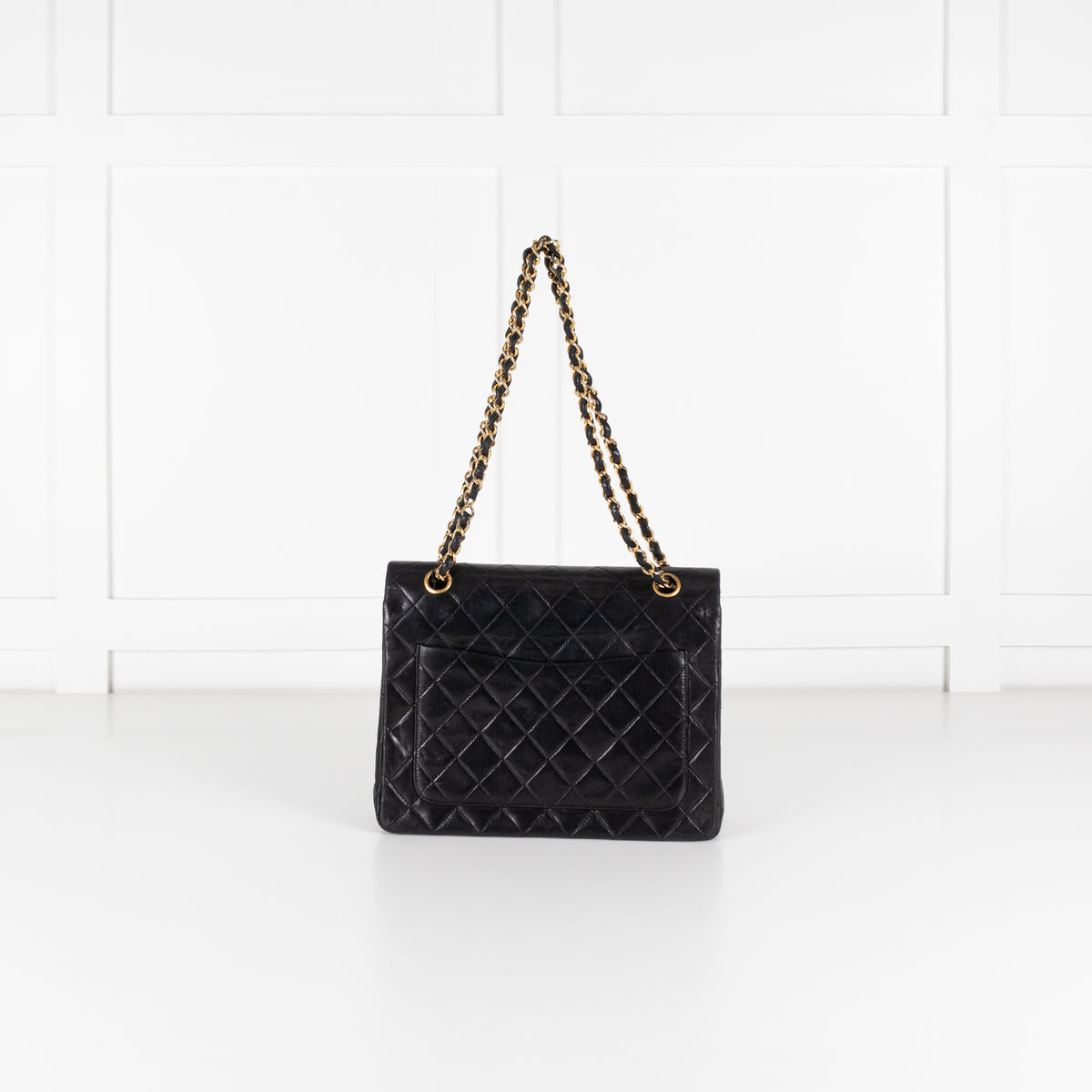 Chanel Black Lambskin Square Matelasse  Double Shoulder Bag