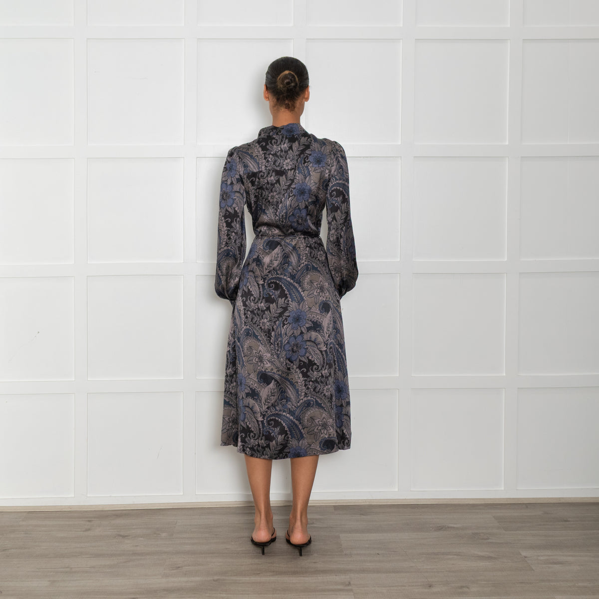 Dea Kudibal Black, Brown & Blue Floral Silk Dress