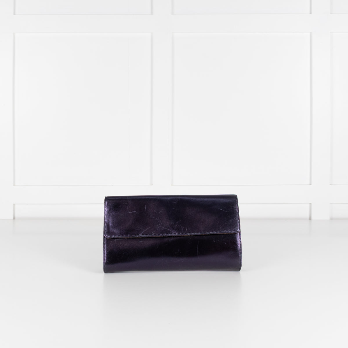 Max Mara Navy Purple Metallic Clutch Bag