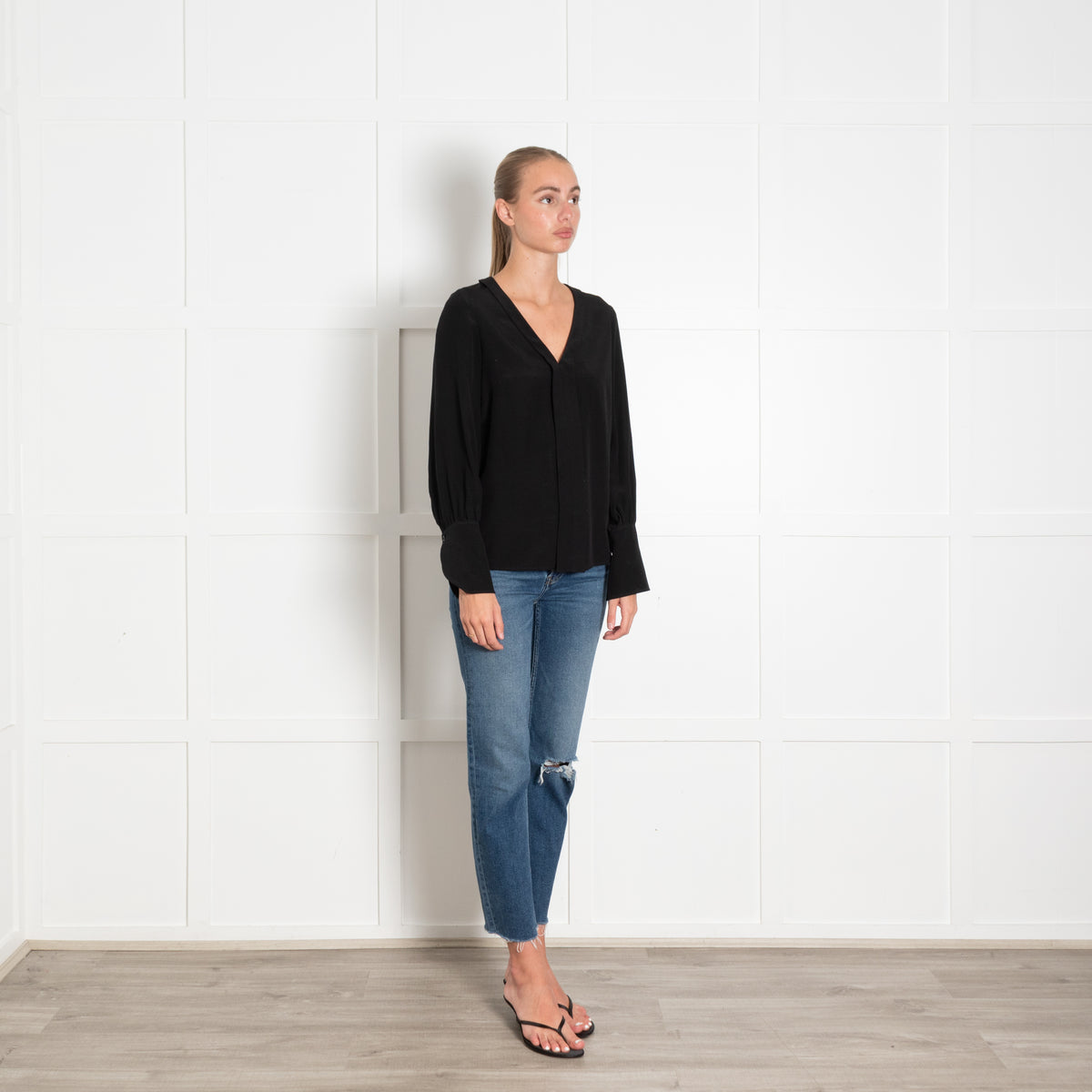 Tara Jarmon Black Deep Cuff Blouse