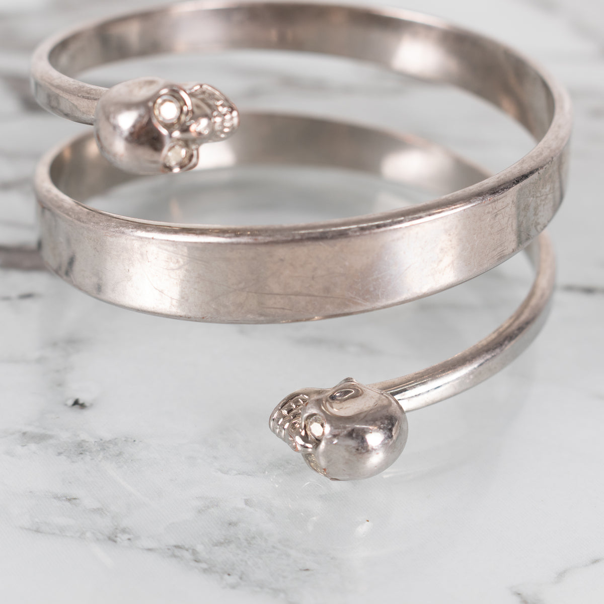Alexander McQueen Skull Silver Tone Bangle