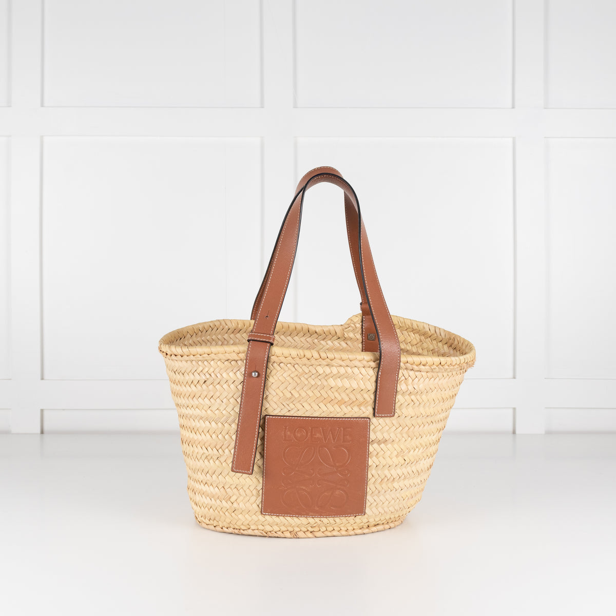 Loewe Medium Raffia Tan Anagram Tote