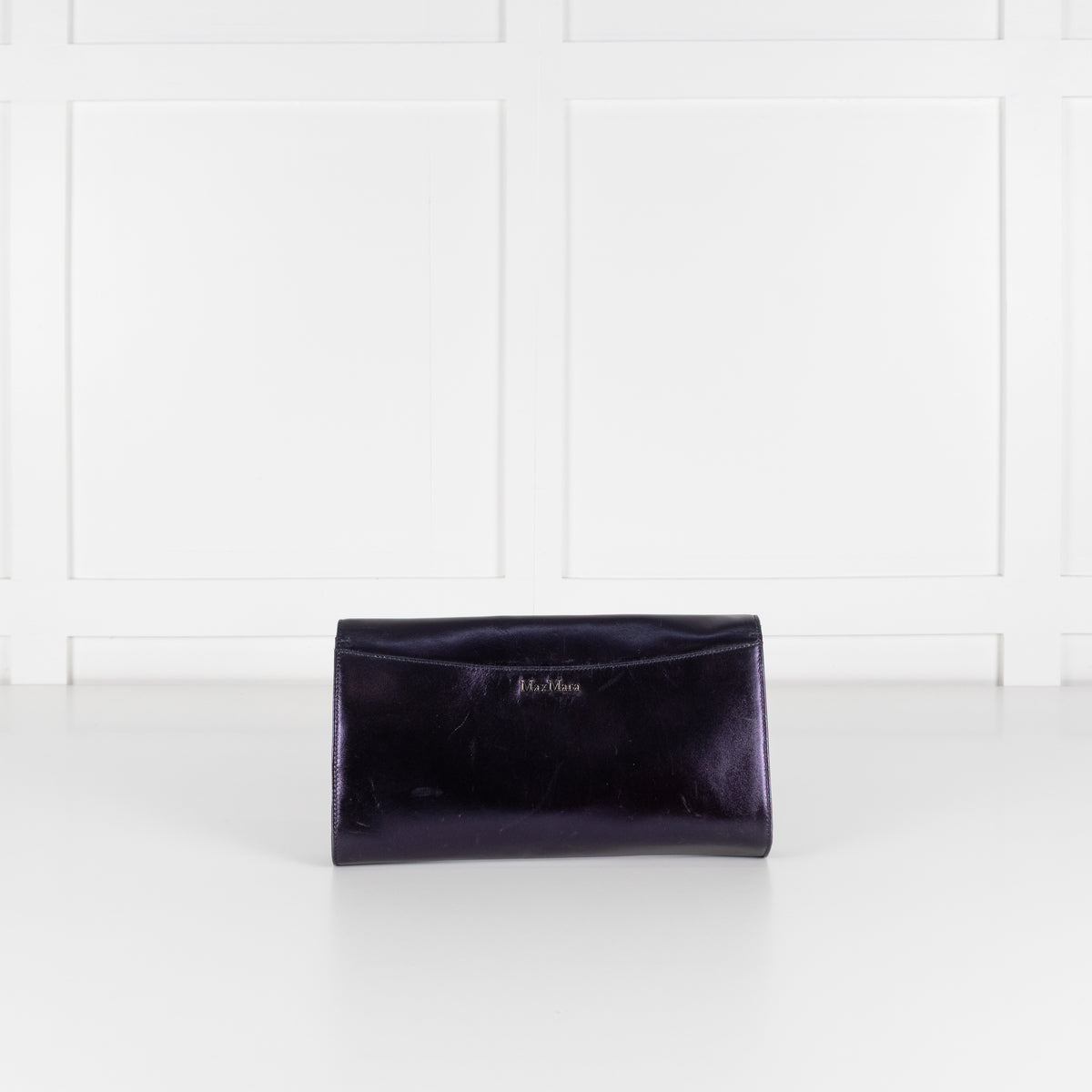 Max Mara Navy Purple Metallic Clutch Bag