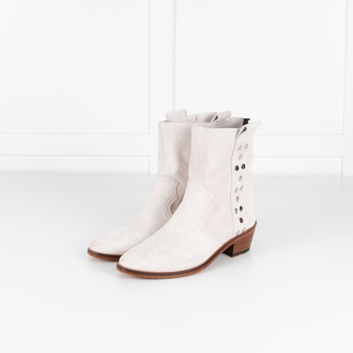 Zadig & Voltaire Preloved Pilar Cream Suede Studded Boots