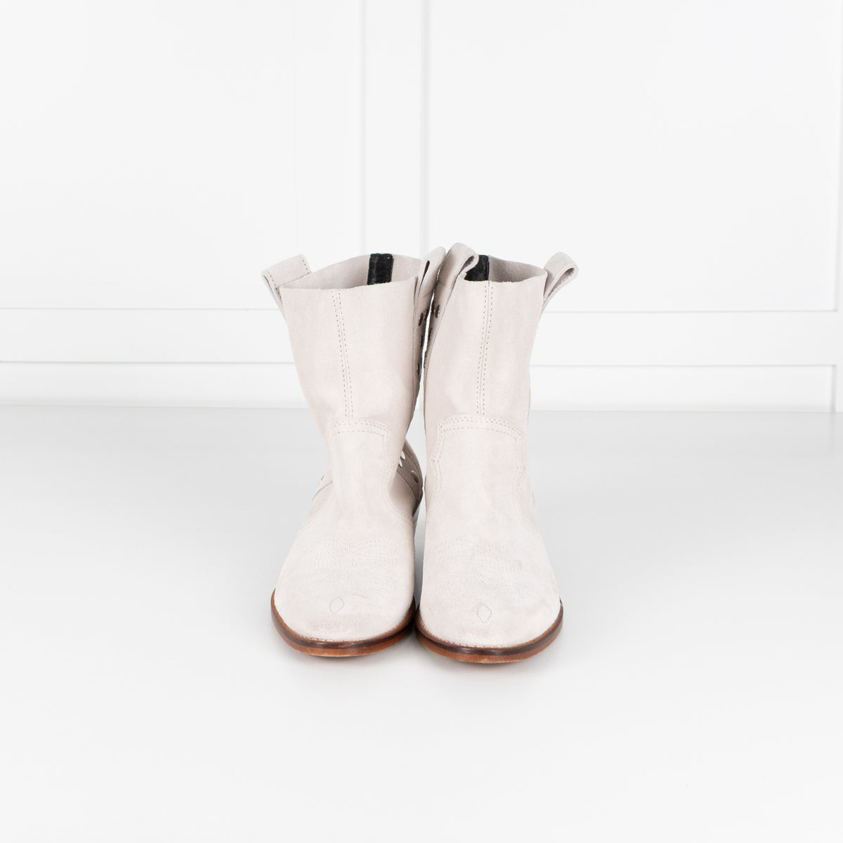 Zadig & Voltaire Preloved Pilar Cream Suede Studded Boots