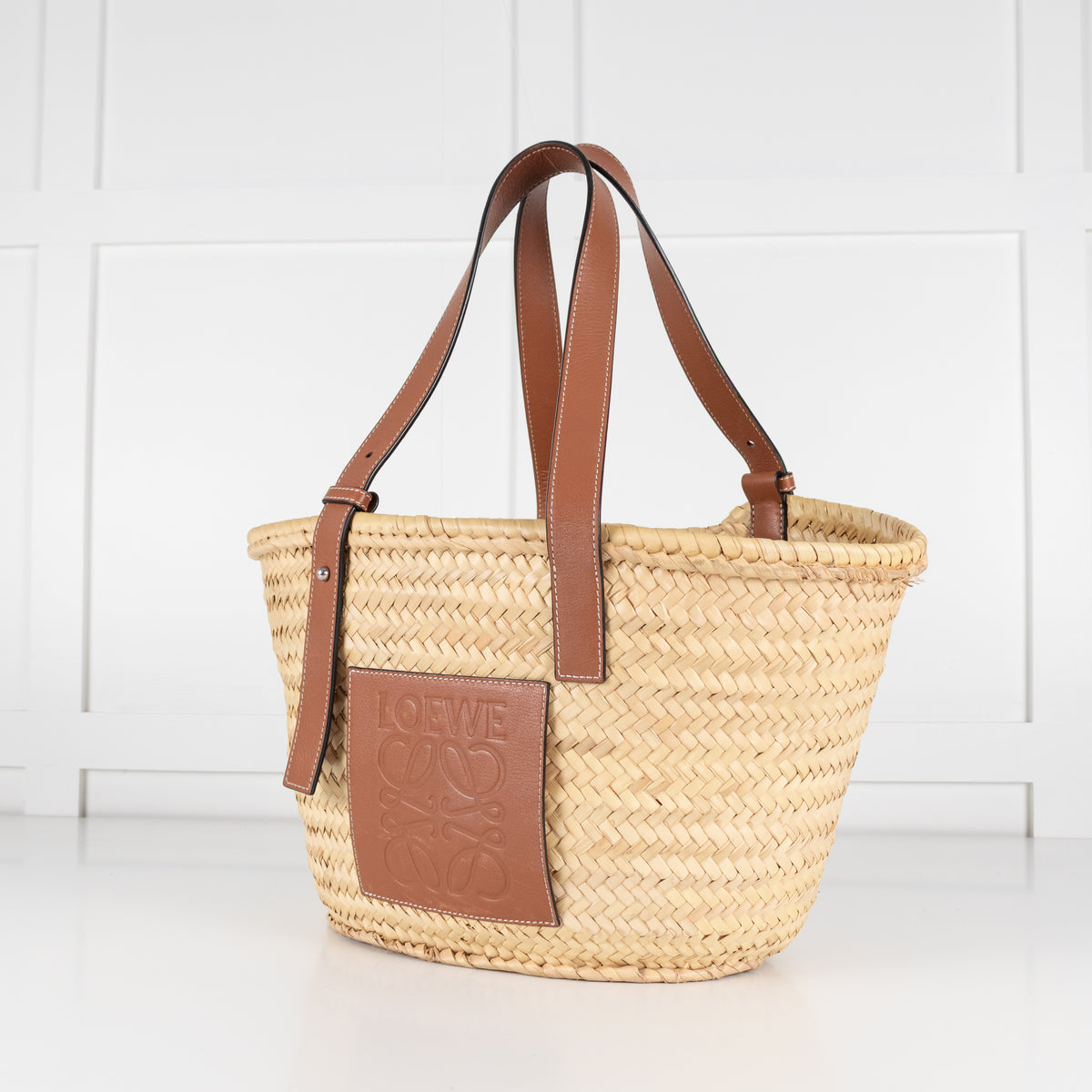 Loewe Medium Raffia Tan Anagram Tote