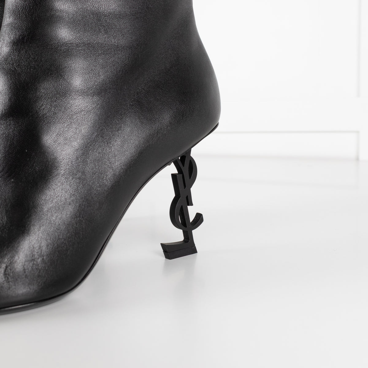 Saint Laurent Black Opyum Ankle Boots With Sculpted Heel