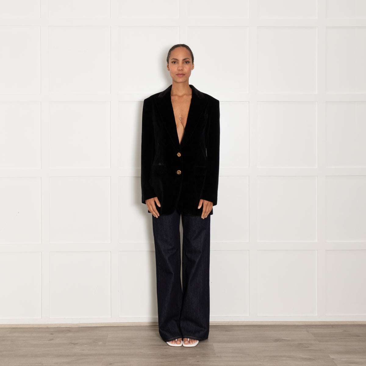 Dolce & Gabbana Black Velvet Oversized Blazer Jacket