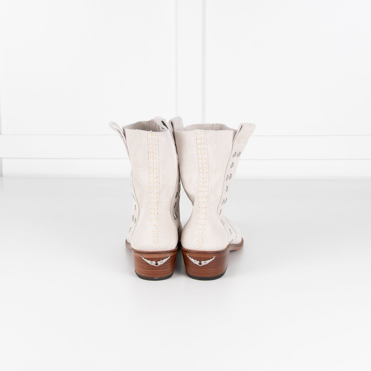 Zadig & Voltaire Preloved Pilar Cream Suede Studded Boots