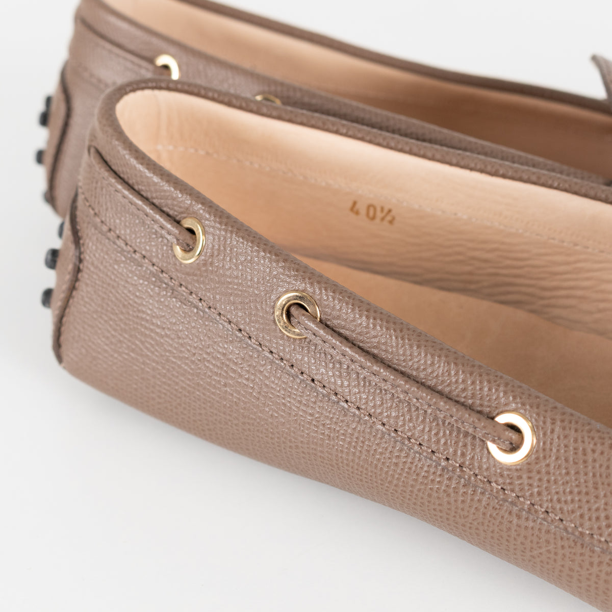 Tod's Gommino Bow Detail Beige Flat Loafers
