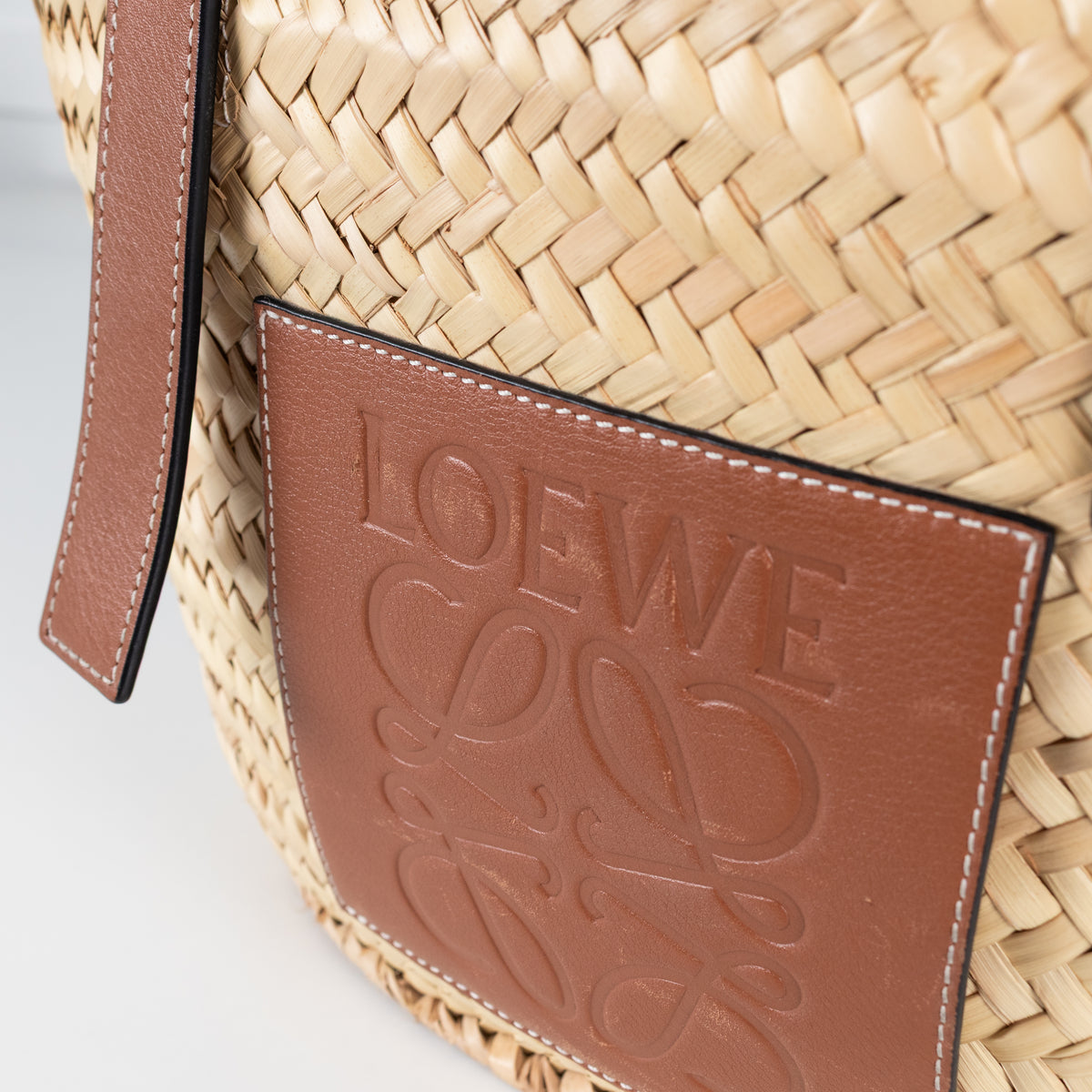 Loewe Medium Raffia Tan Anagram Tote