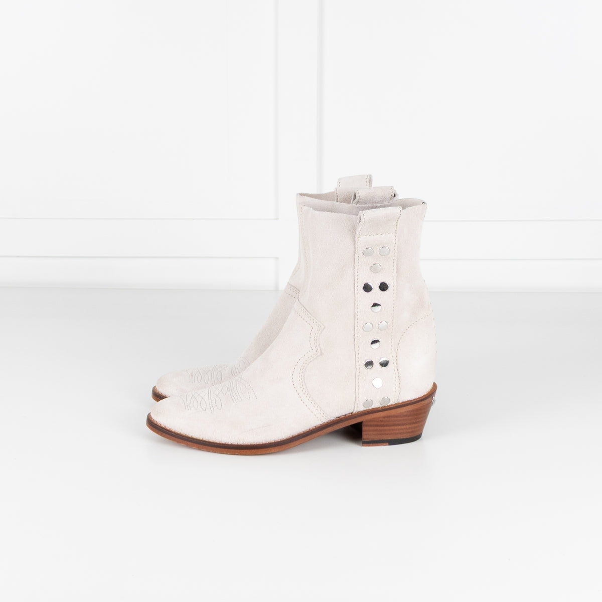 Zadig & Voltaire Preloved Pilar Cream Suede Studded Boots