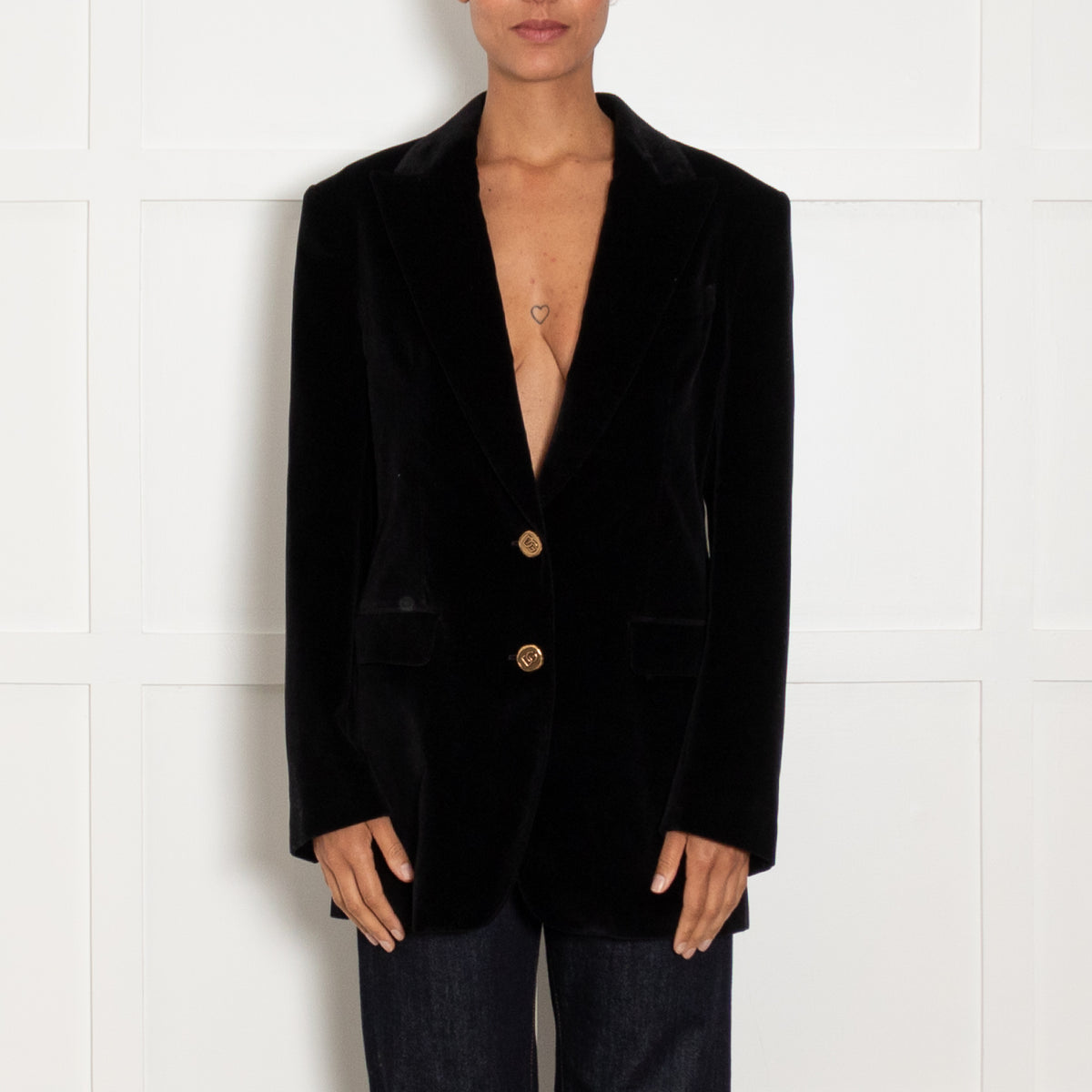 Dolce & Gabbana Black Velvet Oversized Blazer Jacket