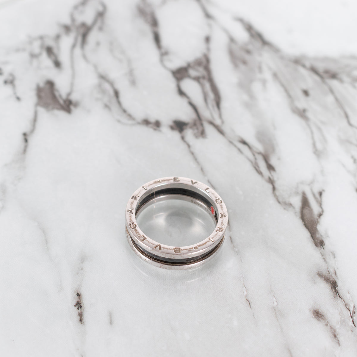 Bulgari 'Save the Children' Silver and Black Ceramic Ring UK Q