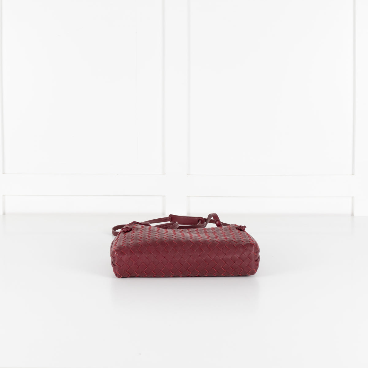 Bottega Veneta Burgundy Nodini Woven Nappa Leather Crossbody Bag