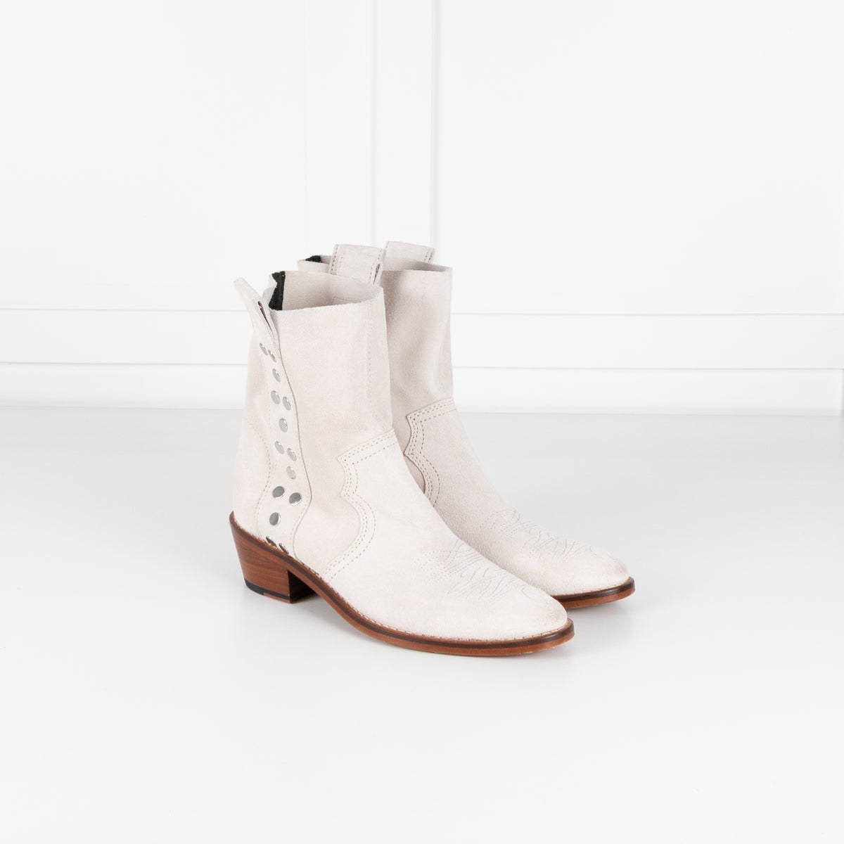 Zadig & Voltaire Preloved Pilar Cream Suede Studded Boots