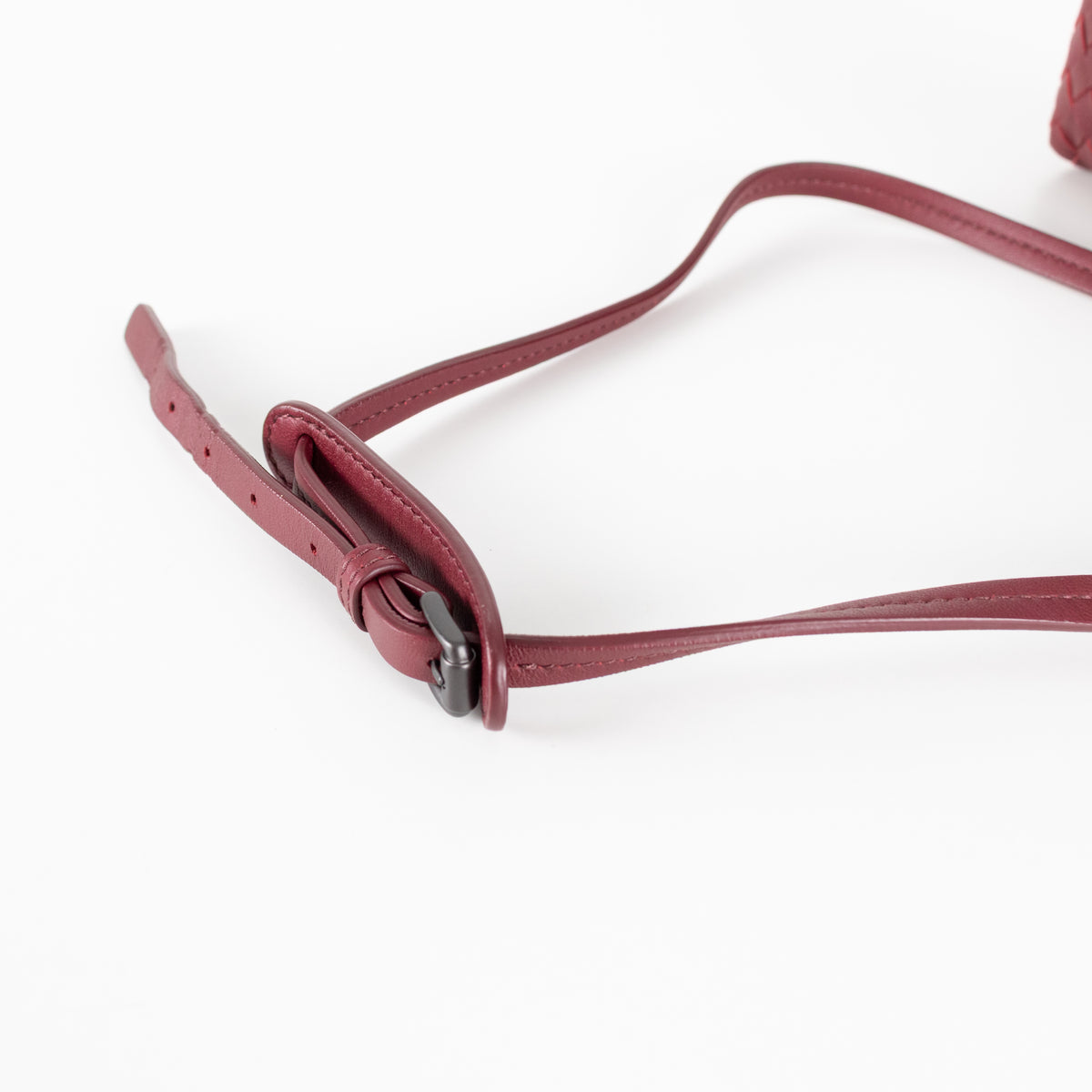 Bottega Veneta Burgundy Nodini Woven Nappa Leather Crossbody Bag