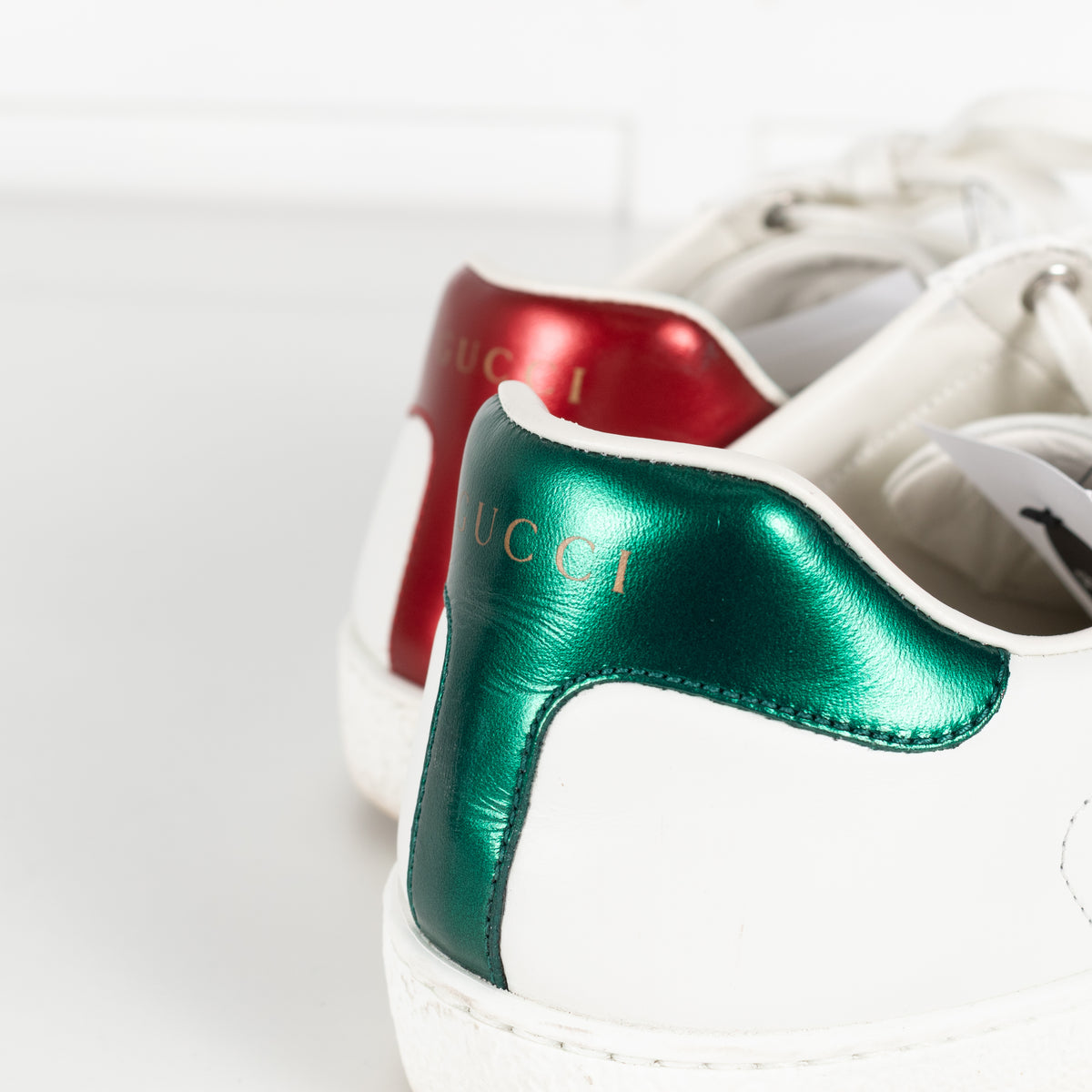 Gucci White Ace Low GG Apple Patch Leather Trainers