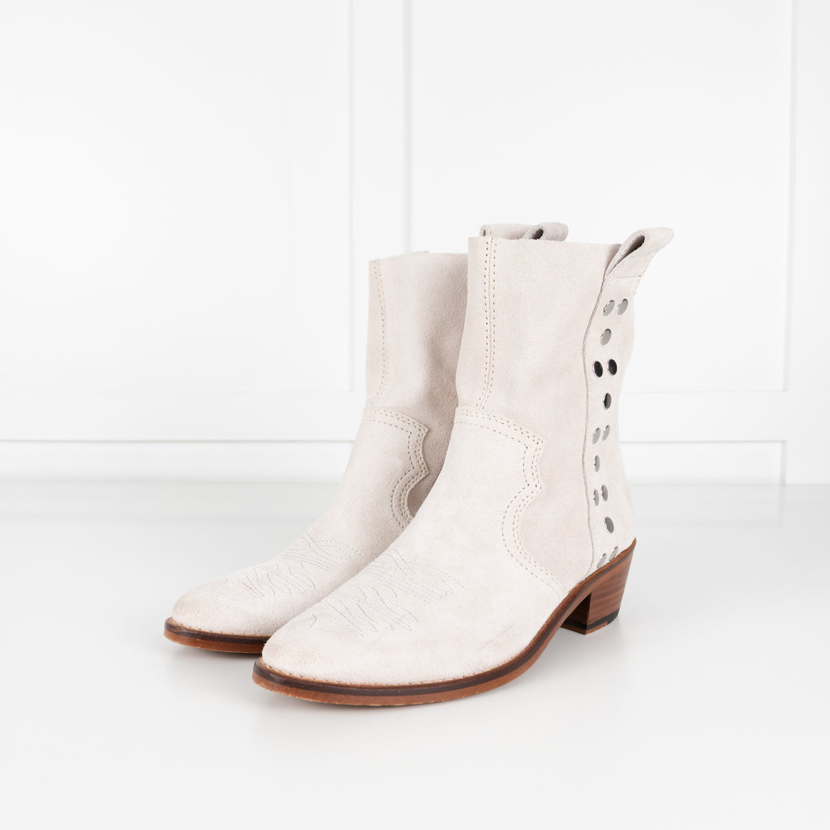 Zadig & Voltaire Preloved Pilar Cream Suede Studded Boots