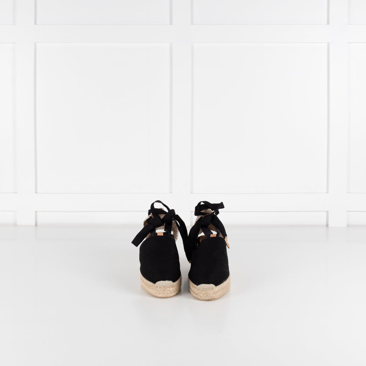 Castaner Black Linen Wedge Espadrilles