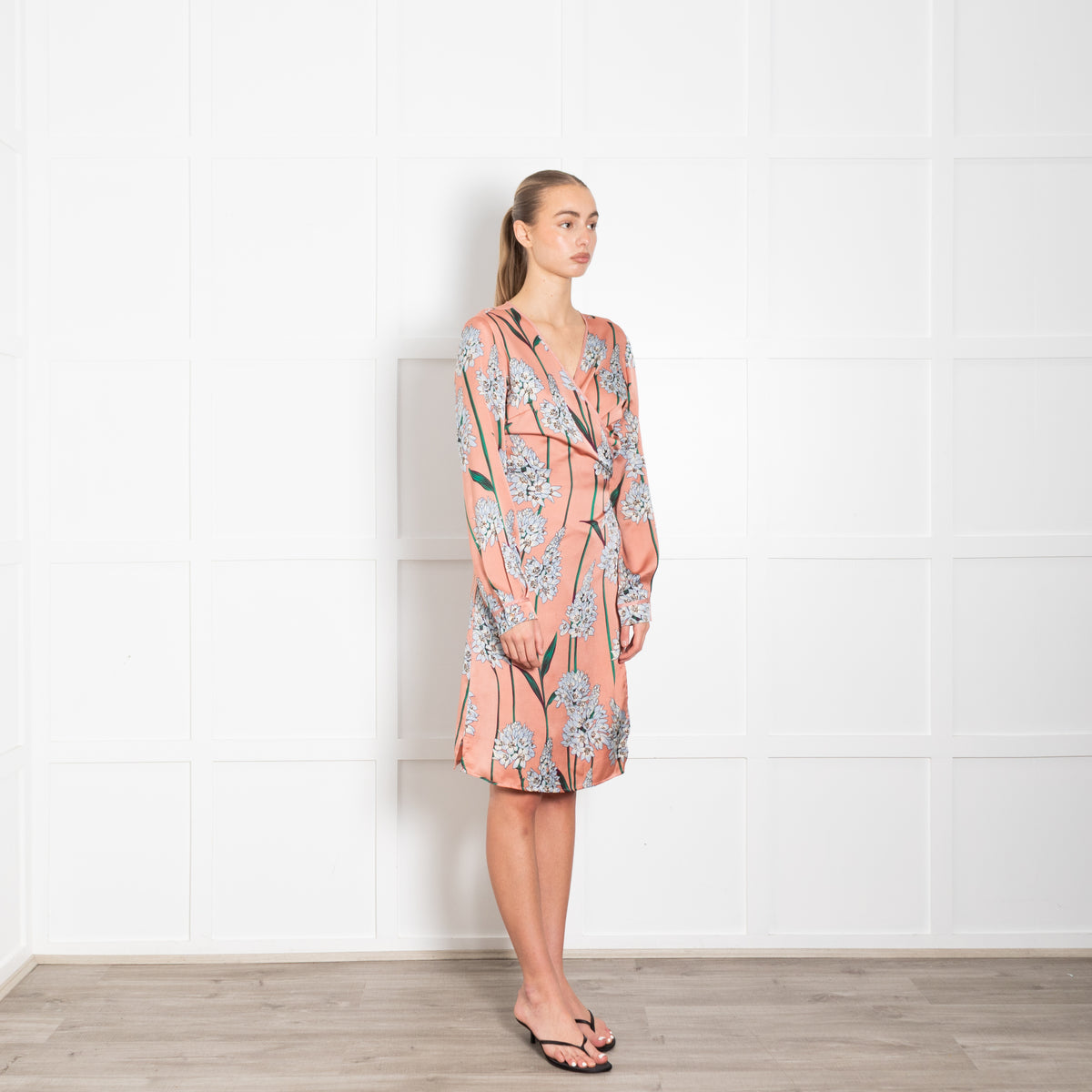 Sophie Schnoor Pale Pink And Blue Flowers Wrap Dress