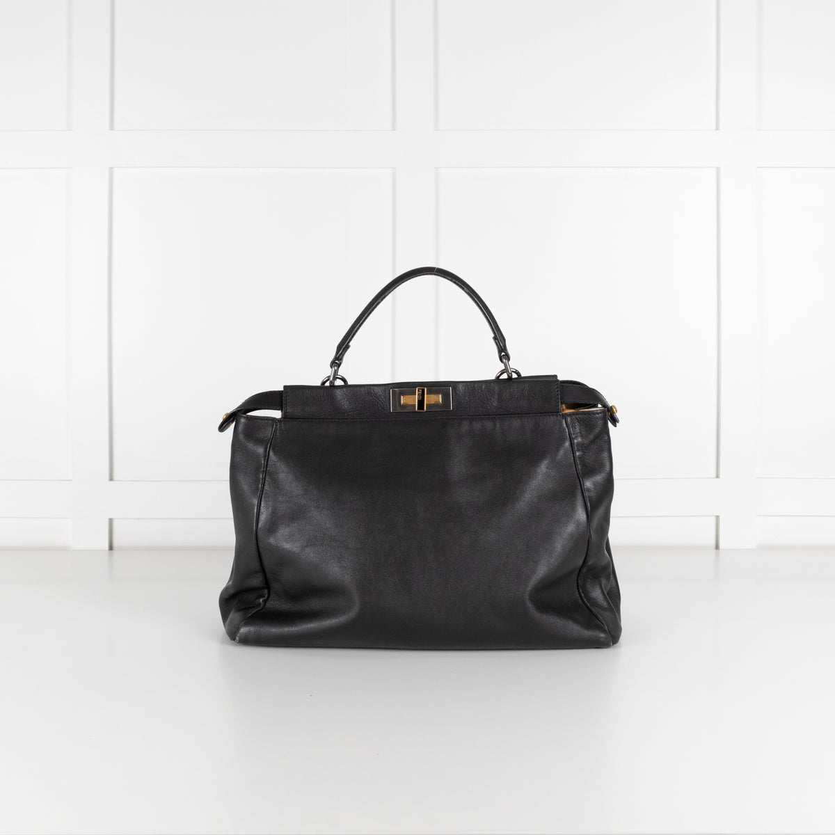 Fendi Vintage Peekaboo Large Leather & Cowhide 2 Way Handbag