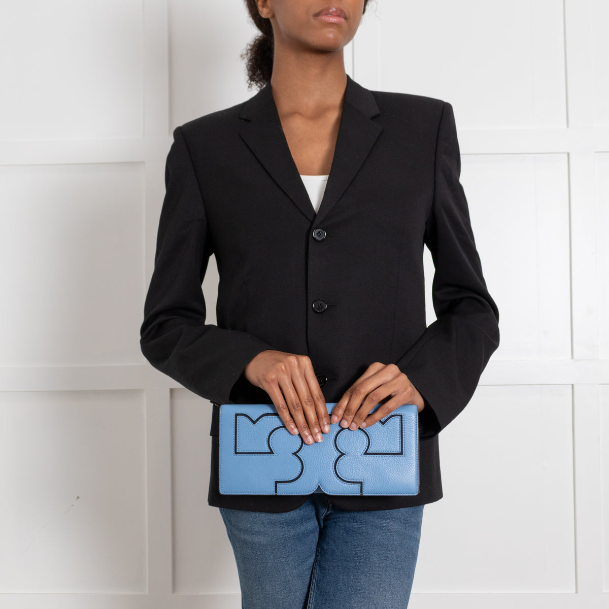 Tory Burch Blue Serif Clutch Bag