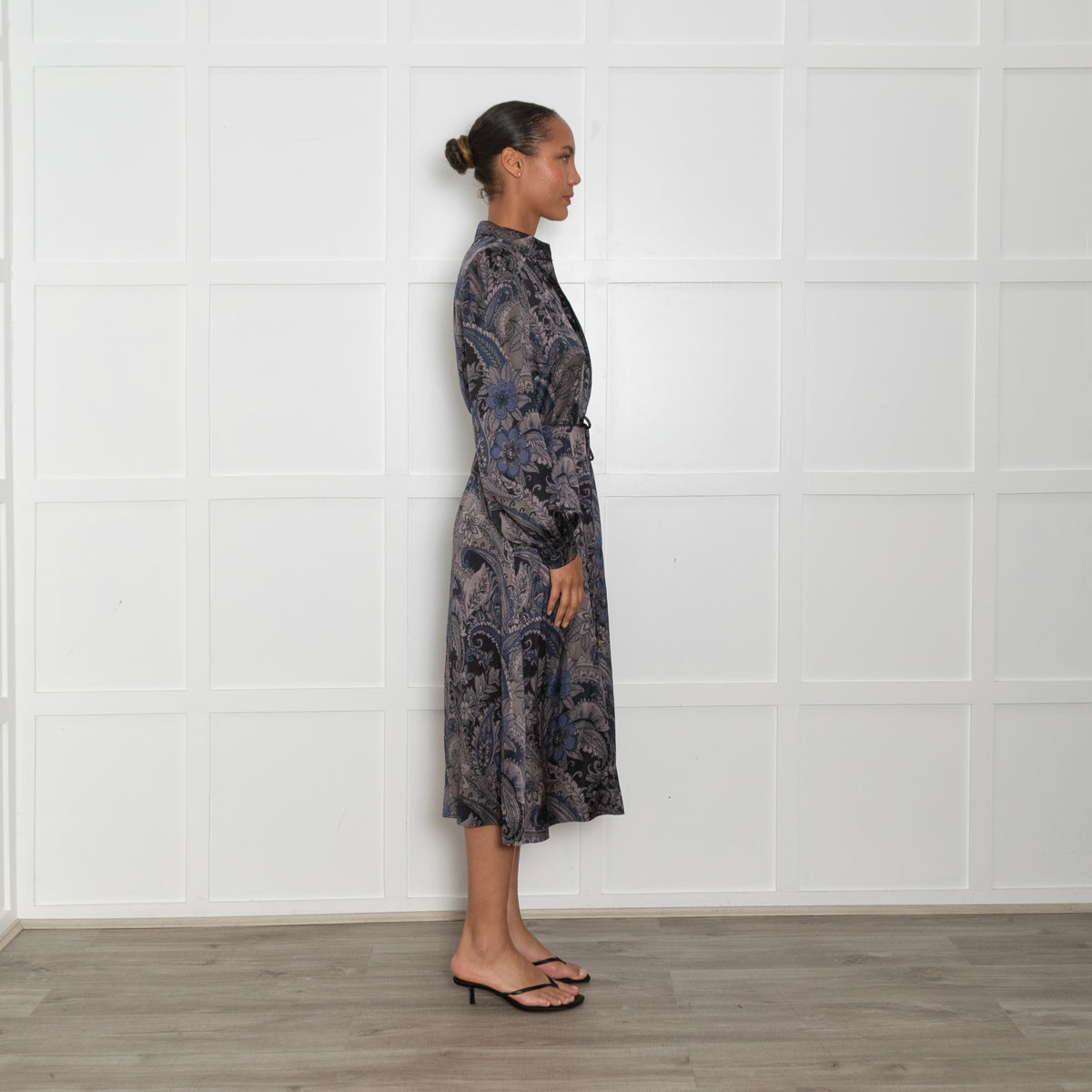 Dea Kudibal Black, Brown & Blue Floral Silk Dress