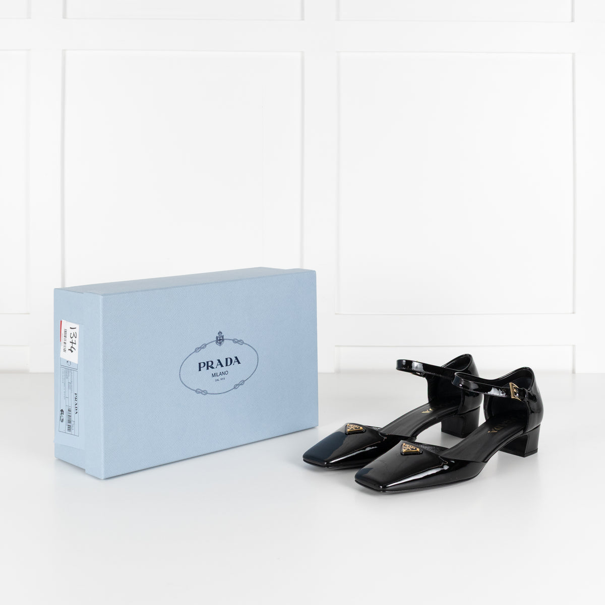 Prada Black Patent Leather Square Toe Pumps