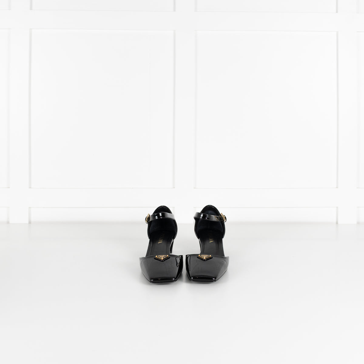 Prada Black Patent Leather Square Toe Pumps