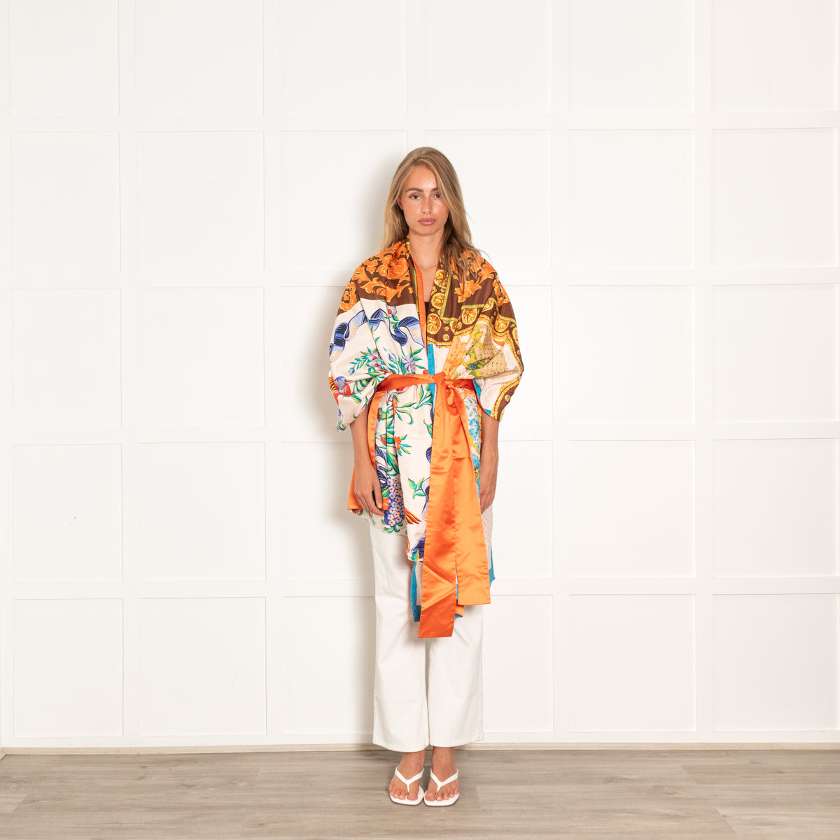 Rianna + Nina Multicolour Silk Stola With Belt