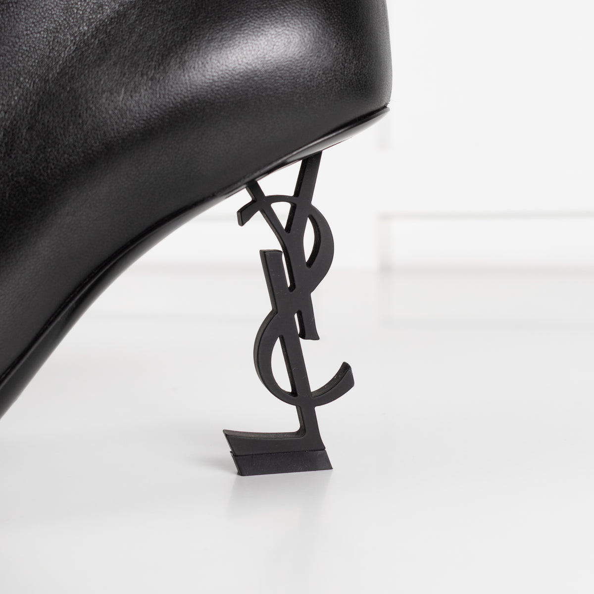 Saint Laurent Black Opyum Ankle Boots With Sculpted Heel