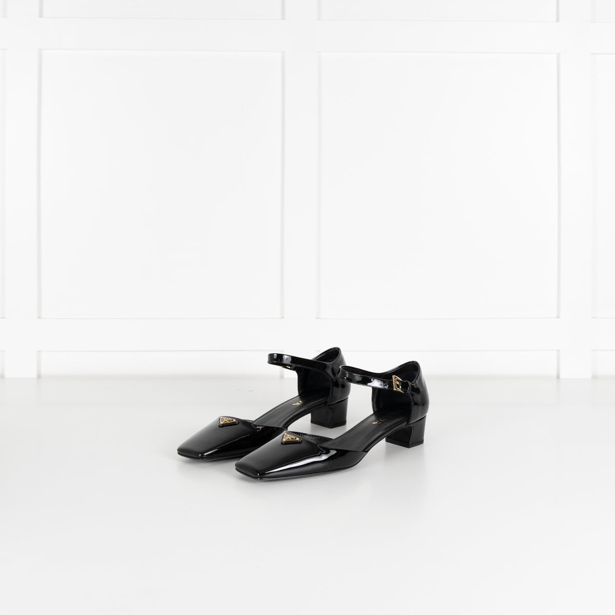 Prada Black Patent Leather Square Toe Pumps