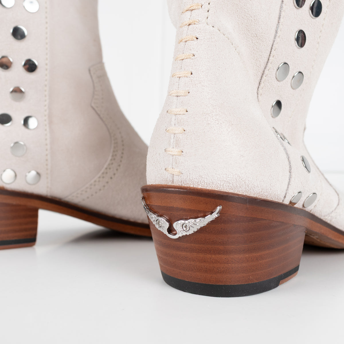 Zadig & Voltaire Preloved Pilar Cream Suede Studded Boots