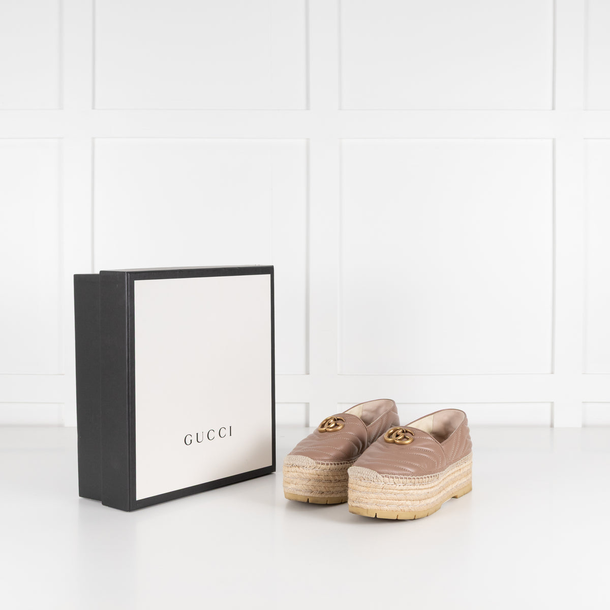 Gucci Beige Marmont Platform Espadrille
