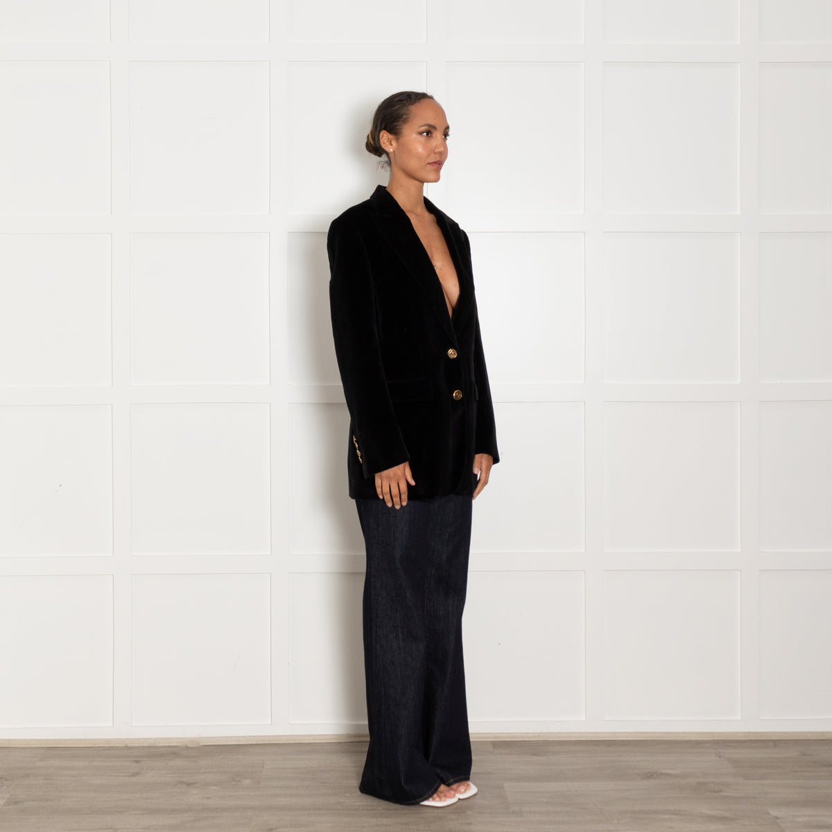 Dolce & Gabbana Black Velvet Oversized Blazer Jacket