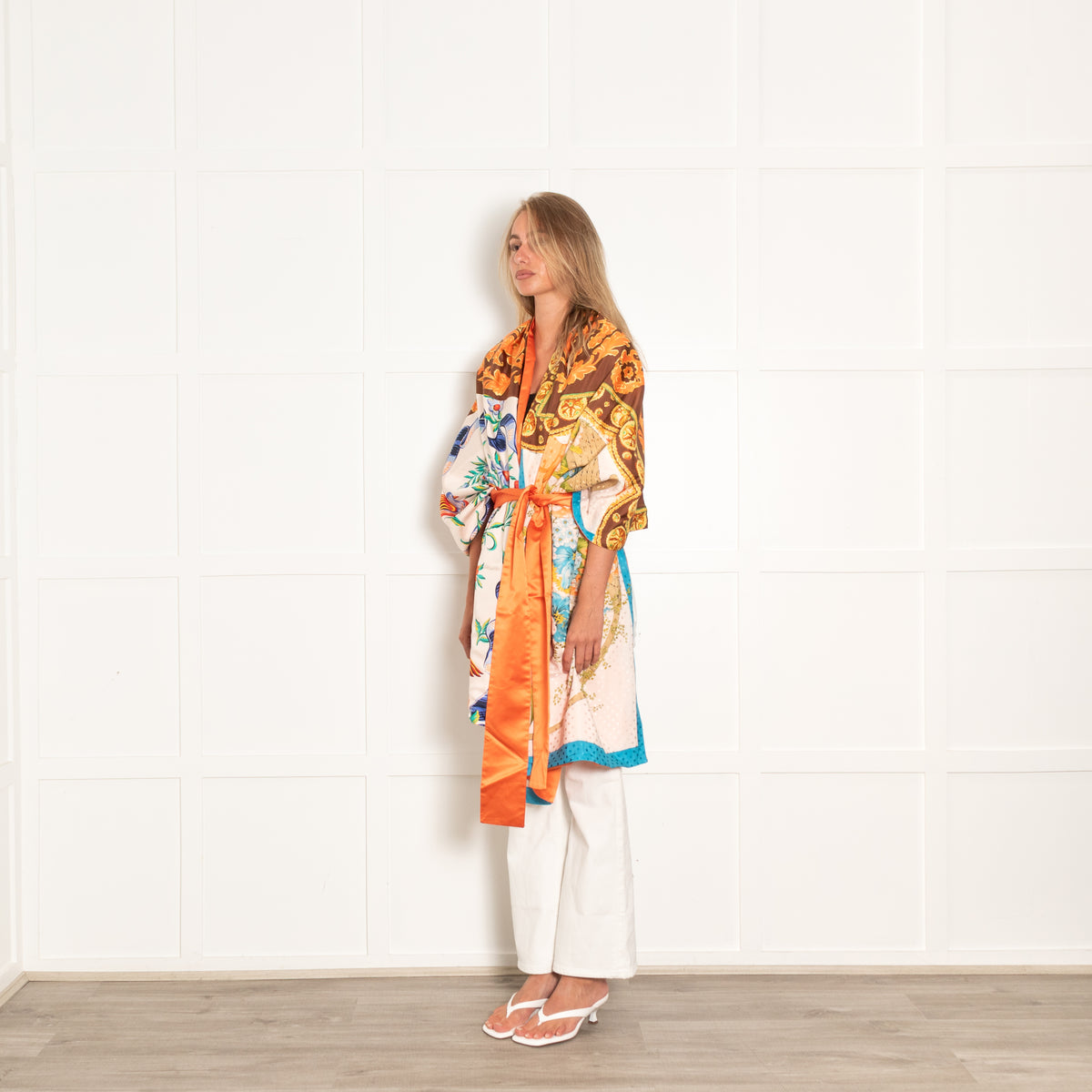 Rianna + Nina Multicolour Silk Stola With Belt