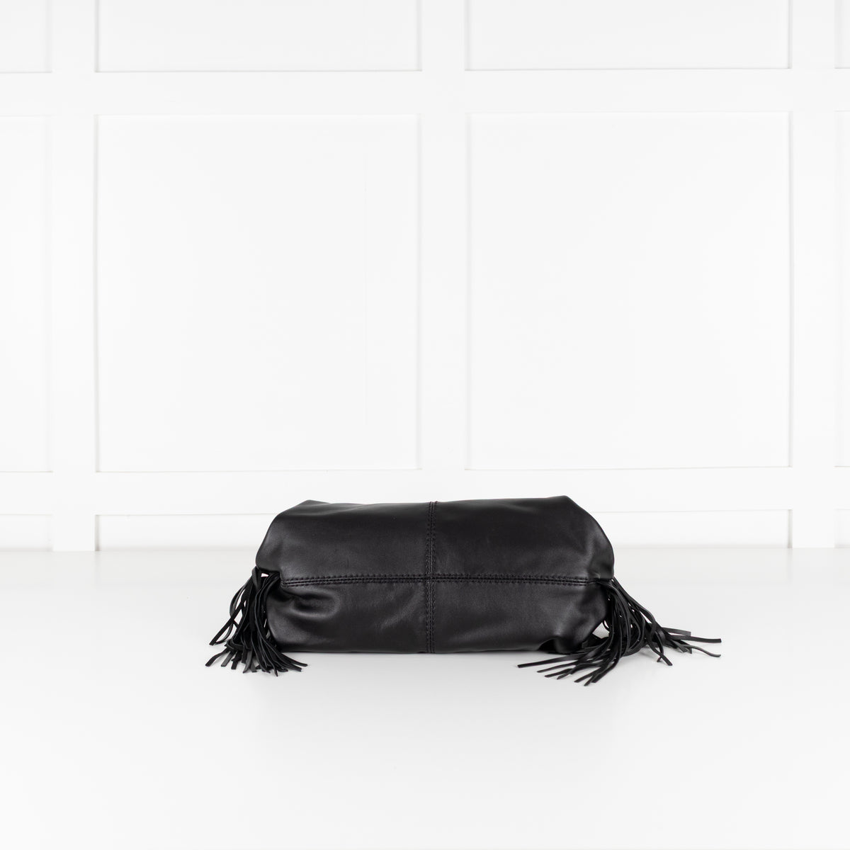 Maje Miss M Black Leather Fringed Bag with Crossbody