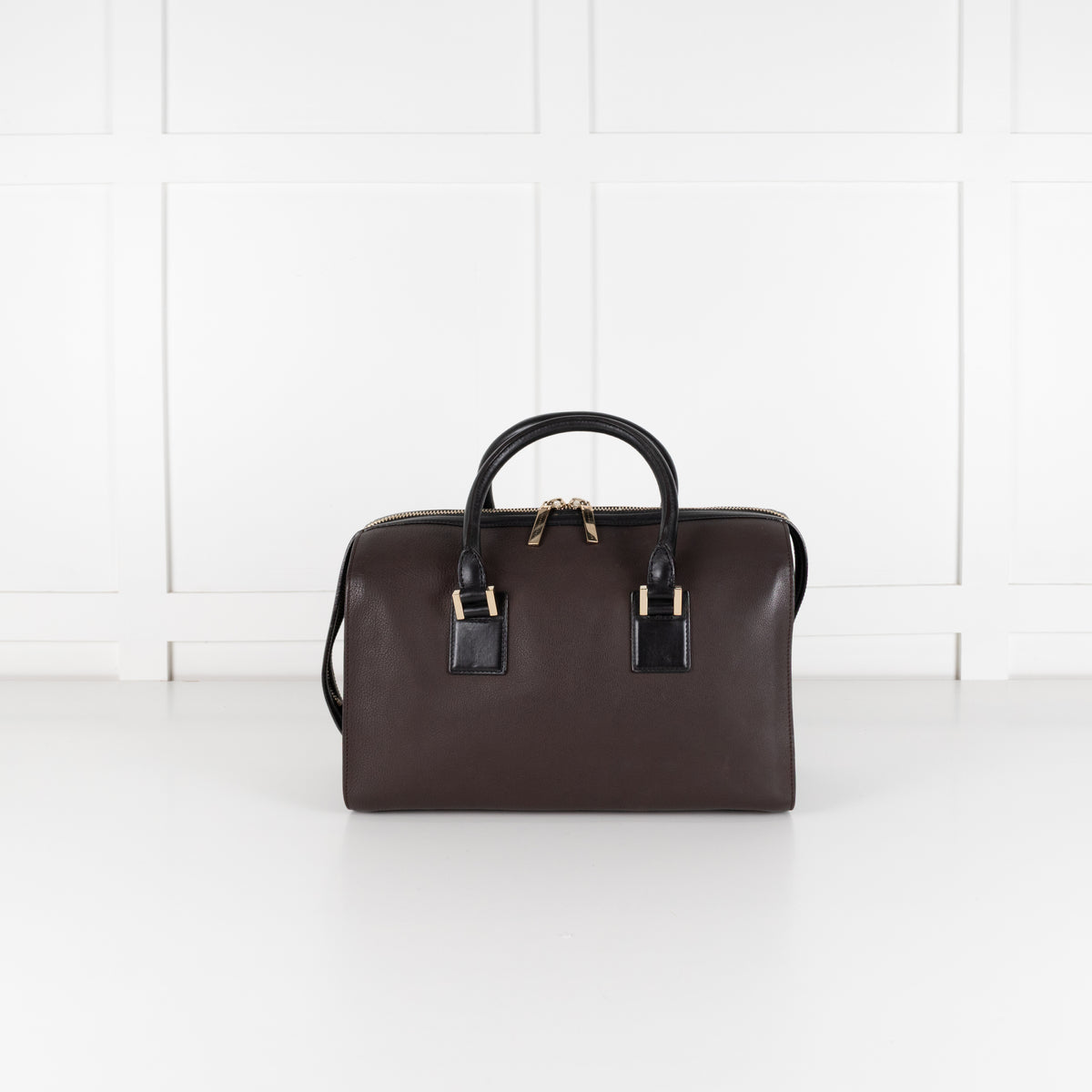 Victoria Beckham Number Brown Tote With Black Handles