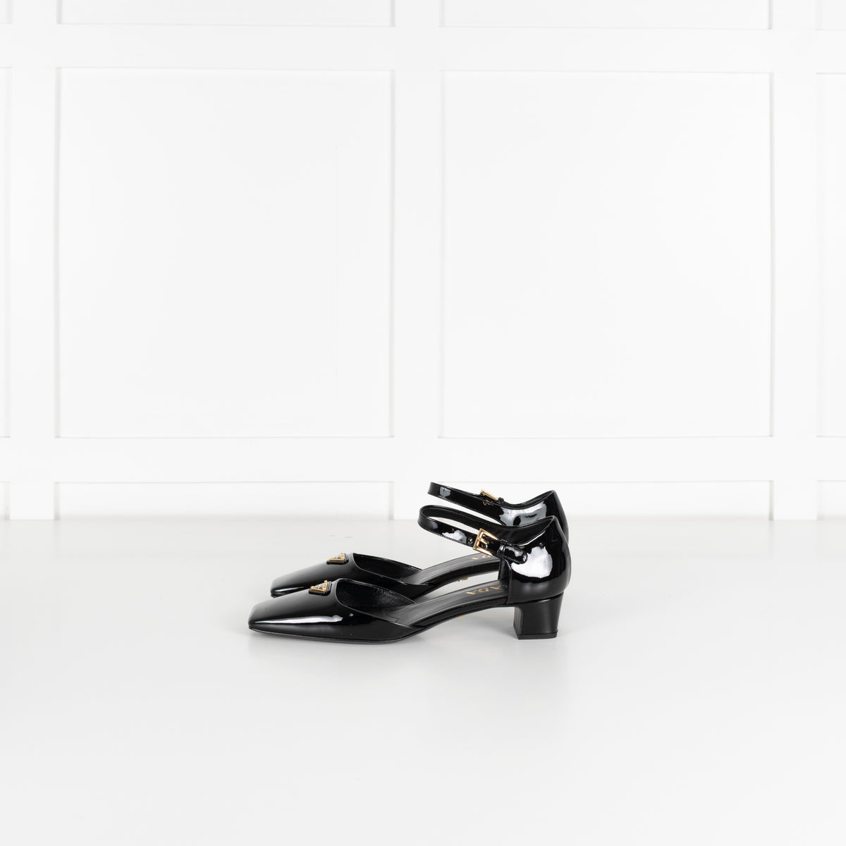 Prada Black Patent Leather Square Toe Pumps