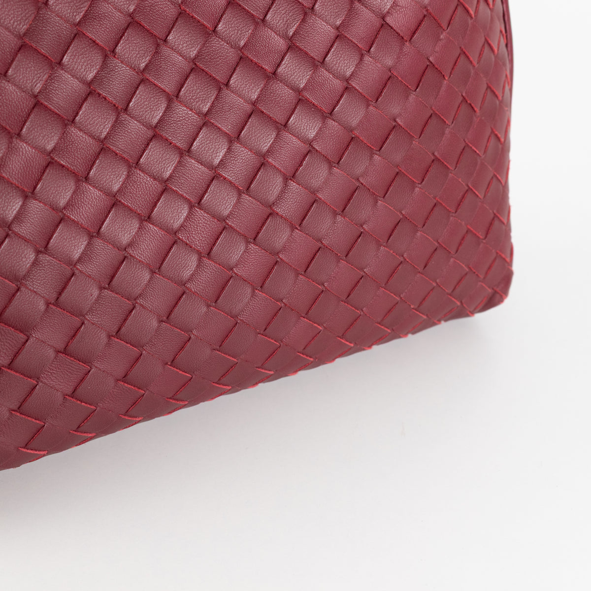 Bottega Veneta Burgundy Nodini Woven Nappa Leather Crossbody Bag