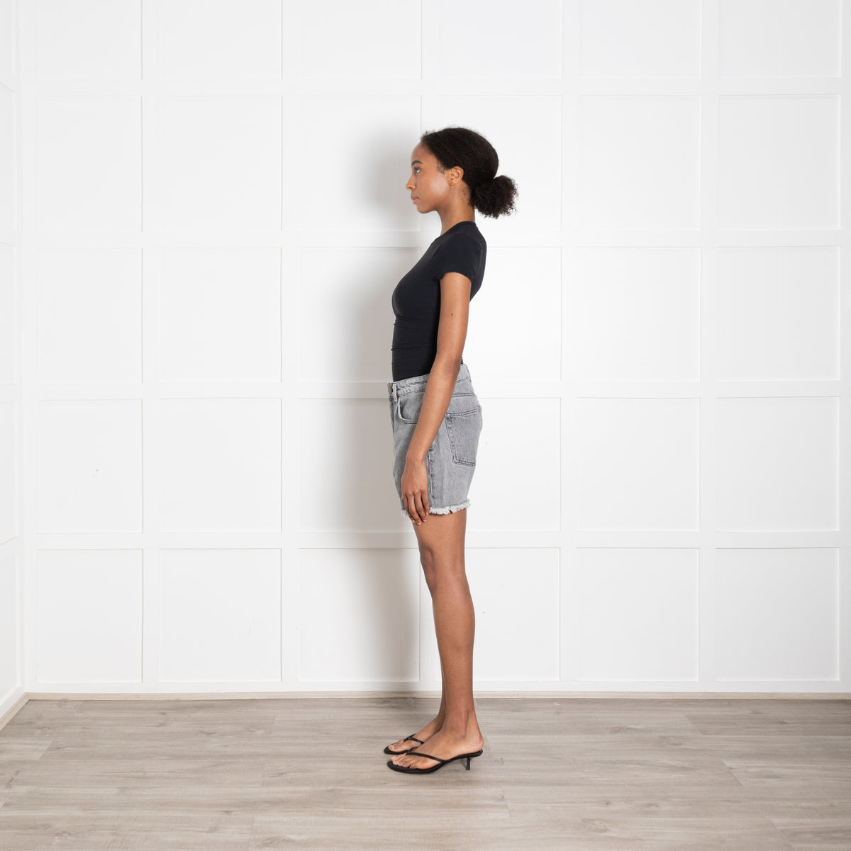 Raey Grey Denim Raw Edge Shorts