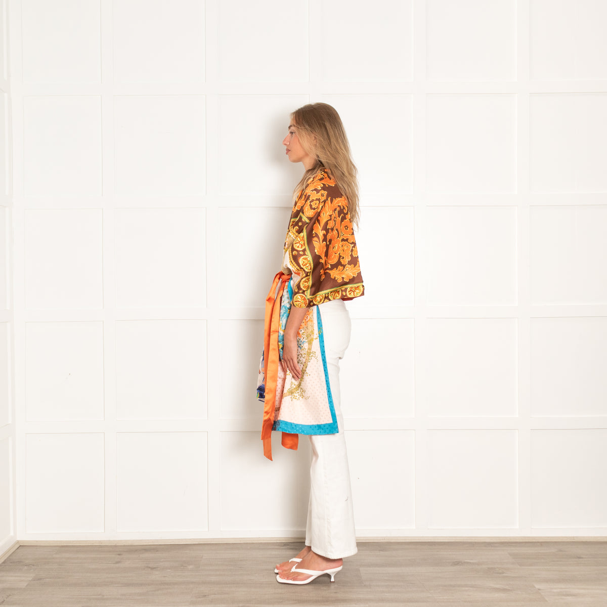 Rianna + Nina Multicolour Silk Stola With Belt