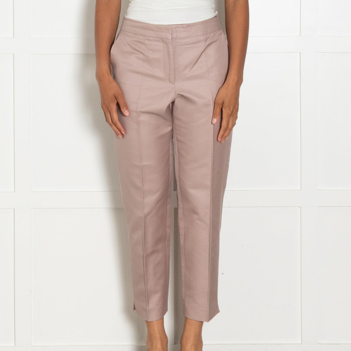 Salvatore Ferragamo Light Mauve Cotton Tailored Trousers UK 12